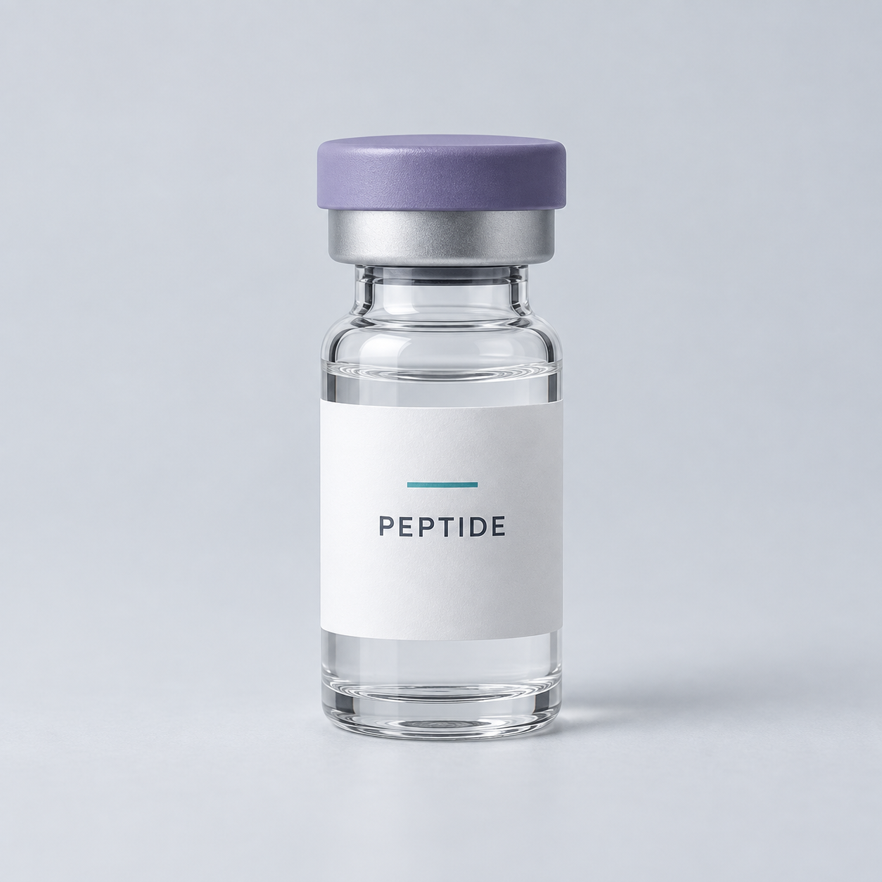 Illustrative peptide vial with a violet cap